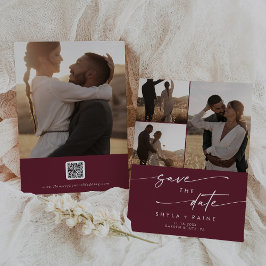 Reserve A Data Boho Chic Burgundy Red Multi Photo Código QR