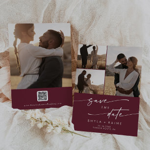 Reserve A Data Boho Chic Burgundy Red Multi Photo Código QR