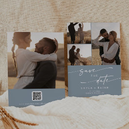 Reserve A Data Boho Chic Dusty Blue Multi Photo QR Code