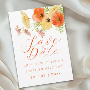 Reserve A Data Boho Chic Laranja e Amarelo Casamento de Flores Si