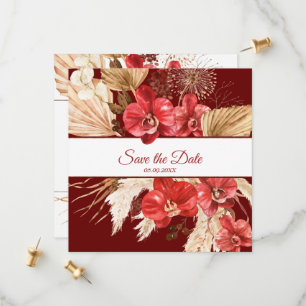 Reserve A Data Boho chic Red Orchid cai personalizado Casamento