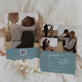 Reserve A Data Boho Chic Seafoam Teal Multi Photo QR Code