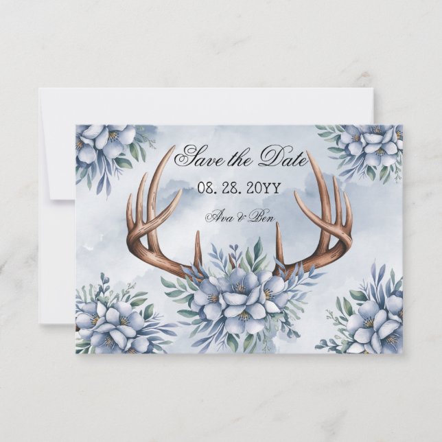 Reserve A Data Boho Deer Antler Dusty Blue Floral (Frente)