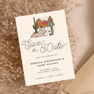 Reserve A Data Boho Desert Cactus Modern Script Wedding