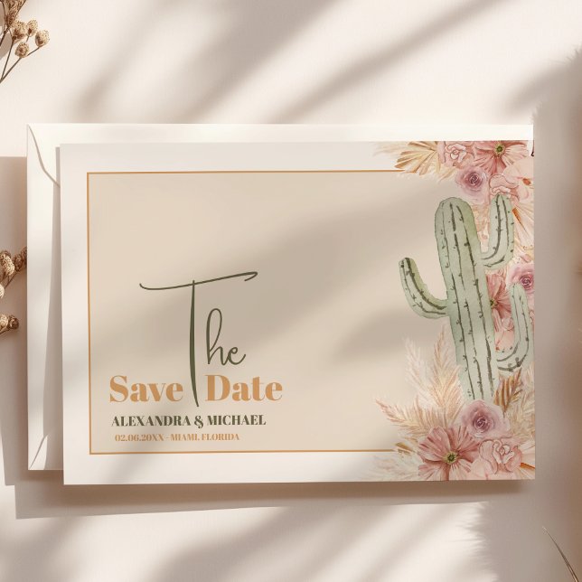 Reserve A Data Boho Desert Cactus Wedding (Criador carregado)