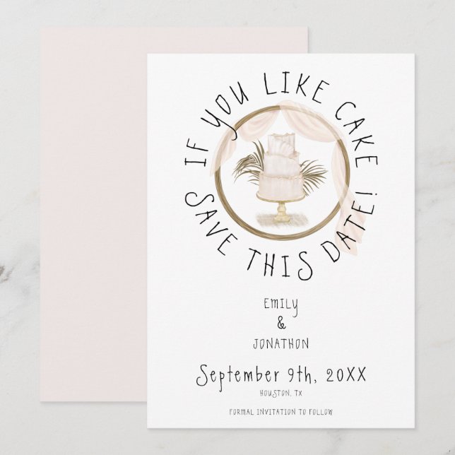 Reserve A Data Boho Divertido Se Você Gosta De Rosa De Bolo Salva (Frente/Verso)