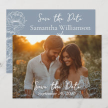 Boho Dusty Blue Modern Casamento Minimalista Elega