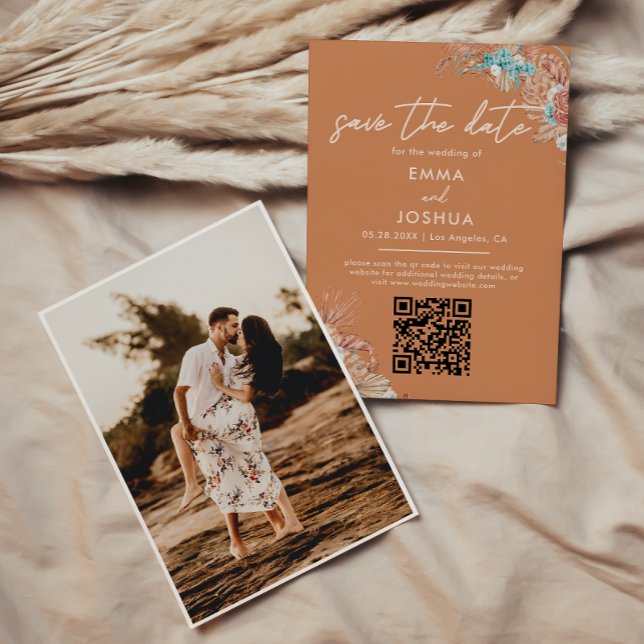 Reserve A Data Boho Earthy Floral Wedding Foto (Criador carregado)