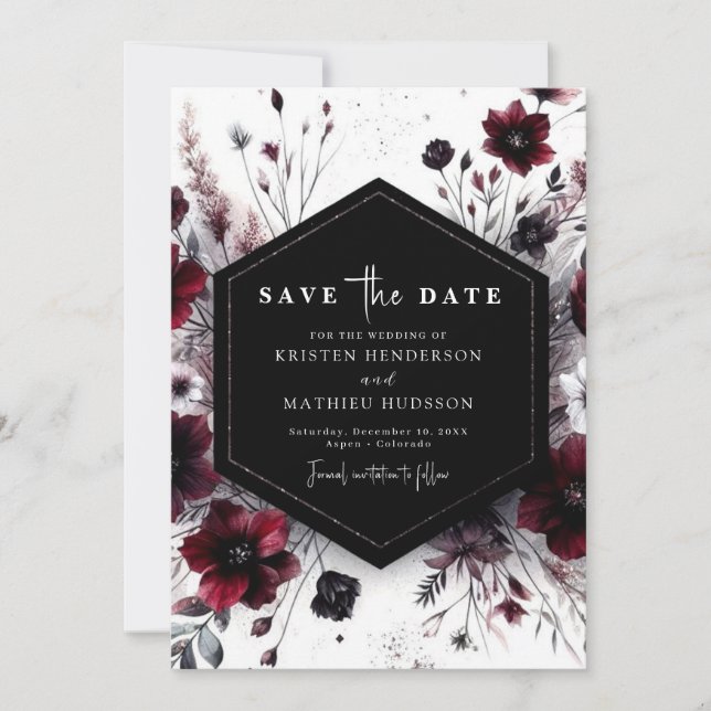 Reserve A Data Boho Elegant Burgundy Wedding (Frente)