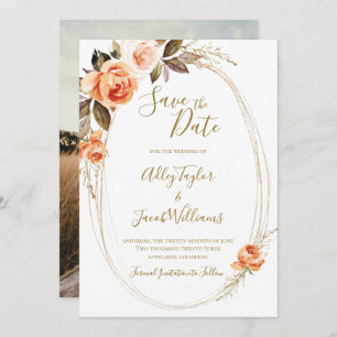 Reserve A Data Boho Fall Floral Photo Weding the Date (Casamento 