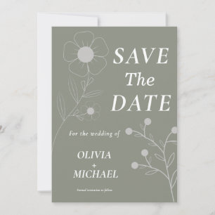 Reserve A Data Boho Floral Botânica Saga Verde Salve A Data