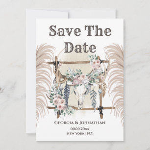 Reserve A Data Boho floral chifre crânio de veado tribal pampus
