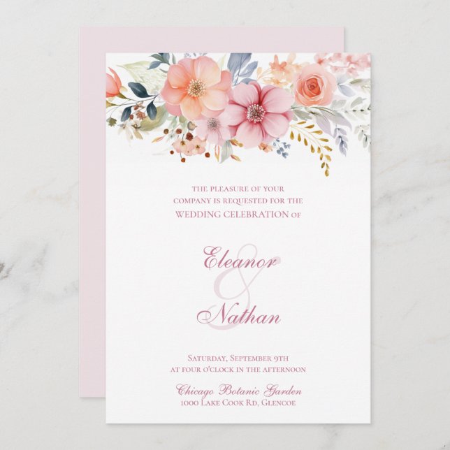 Reserve A Data Boho Floral Primavera Summer Wedding (Frente/Verso)