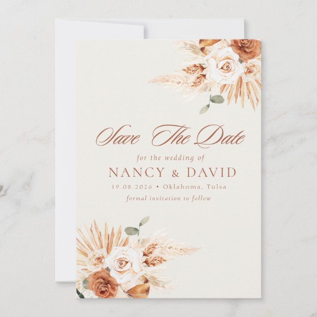 Reserve A Data Boho Floral Terracotta Qr Code Wedding  (Frente)