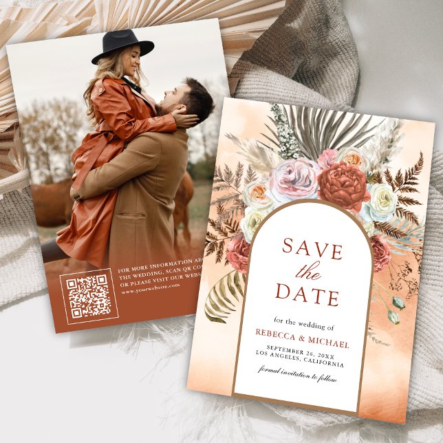 Reserve A Data Boho Floral Terroso Fotografia de Casamento em Ter (Criador carregado)
