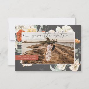 Reserve A Data Boho Floral Verde Escuro Casamento de Foto