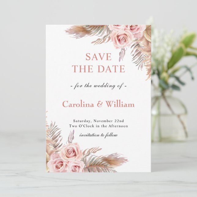 Reserve A Data Boho Floral Wedding (Em pé/Frente)