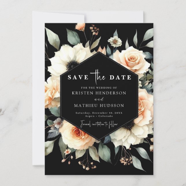 Reserve A Data Boho Flowers Peach Wedding (Frente)