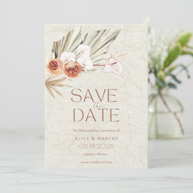 Reserve A Data Boho Foto Casamento de Outono (Em pé/Frente)
