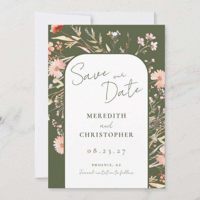 Reserve A Data Boho Green Wildflower Wedding (Frente)
