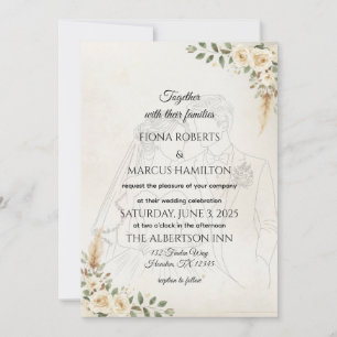 Reserve A Data Boho Ivory Rosas & Pampas Grass Casamento