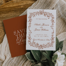 Reserve A Data Boho Laranja Queimado Ferrugem Floral Botânico Cas