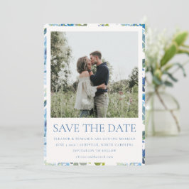 Reserve A Data Boho Light Blue Watercolor Foto Floral Casamento