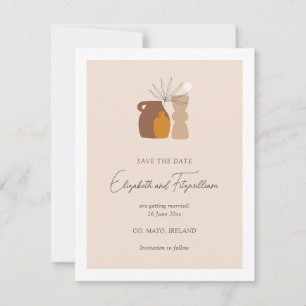 Reserve A Data Boho Minimalist Vases Save The Date Card (Vases Mi