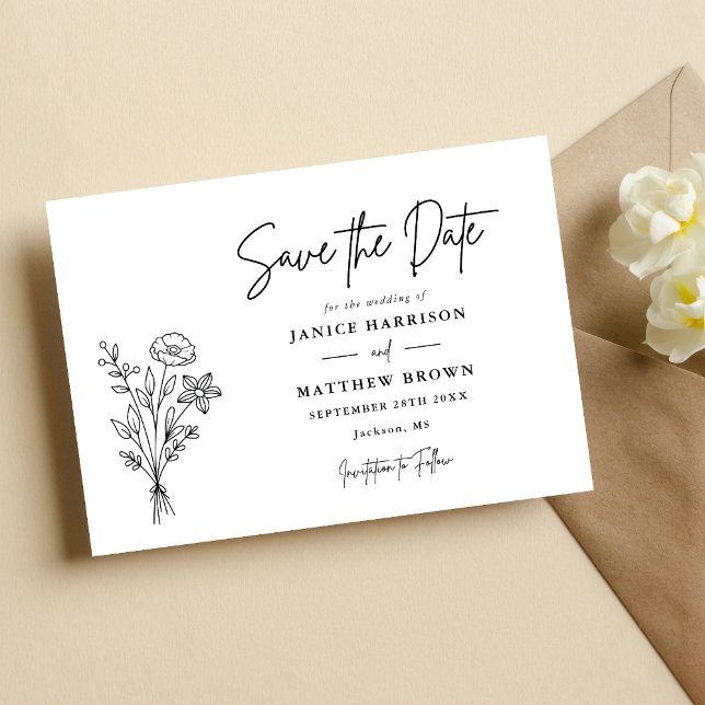 Reserve A Data Boho Minimalista Botânica Foto Casamento (Boho botanical photo save the date adds natural charm while announcing your wedding beautifully.)