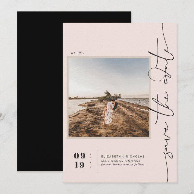 Reserve A Data Boho Moderno do Deserto | Foto Quadrada Salvar a D (Frente/Verso)