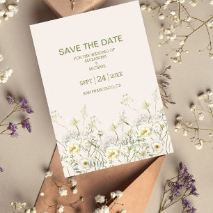 Reserve A Data Boho Neutral White Watercolor Casamento de Flores