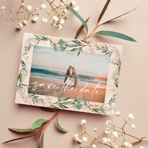 Reserve A Data Boho Ouro Moderno Eucalyptus Greenery Abstrato Sa