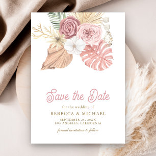 Reserve A Data Boho Palmeiras Rosas Rosa Empoeiradas Casamento