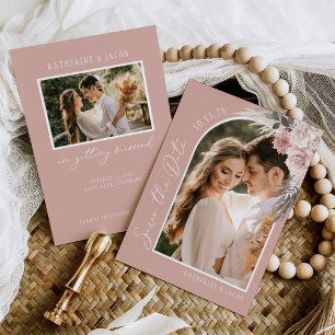 Reserve A Data Boho Pampas Grass Blush Foto-Casamento Rosa