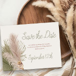Reserve A Data Boho Pampas Grass Western Quinceanera<br><div class="desc">Rustic Salve o cartão Date com texto e data personalizados. O design é editável para qualquer ocasião e um par perfeito para os meus convites da quinceanera ocidental. Tem um estilo "boho" com um arranjo de aquarela de erva-campânula e folhas de palma secas.</div>