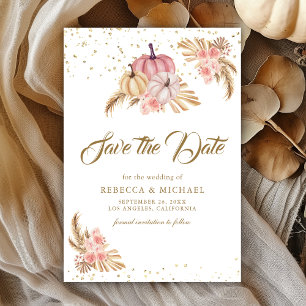 Reserve A Data Boho Pampas Rosas Rosa Empoeiradas Abóbora Casamen