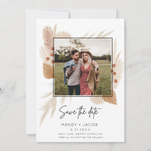 Reserve A Data Boho Pampas Rustic Photo Weding Date (Casamento de
