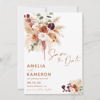 Reserve A Data Boho Pampas Save The Date Card