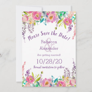 Reserve A Data Boho Pastel Water Color Floral Salvar a Data