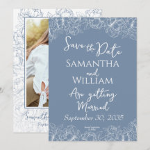 Boho Periwinkle Blue Floral Modern Foto Casada