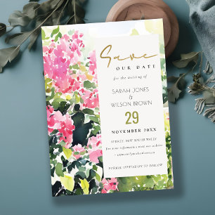 Reserve A Data Boho Pink Green Tropical Bougainvillea Weding