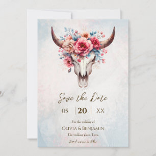 Reserve A Data Boho Primavera Watercolor Vaca Floral Casamento Cr