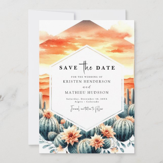 Reserve A Data Boho Printable Cactus Wedding (Frente)