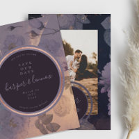 Boho Purple Floral Fall Rosa Dourado Foto