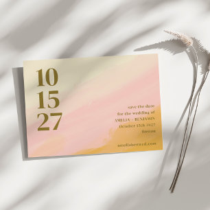 Reserve A Data Boho Rosa Amarelo Abstrato Aquarela Casamento Chic