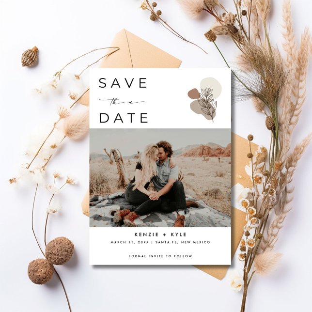 Reserve A Data Boho Rust Photo Desert Wedding (Boho Rust Photo Desert Wedding Save The Date)