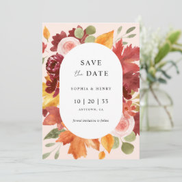 Reserve A Data Boho Rustic Floral Burgundy Foto Fall Casamento
