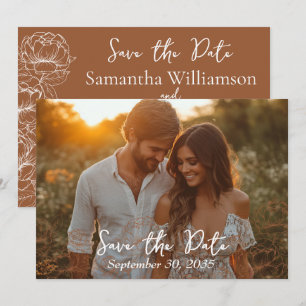Reserve A Data Boho Rustic Terracotta Casamento Minimalista