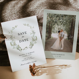 Reserve A Data Boho Sage Foliage Weding The Date Invitation