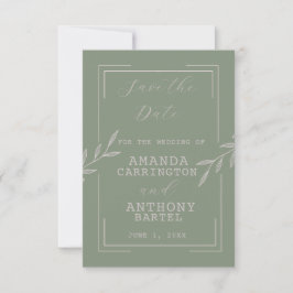 Reserve A Data Boho Sage Green Foilage Invitation